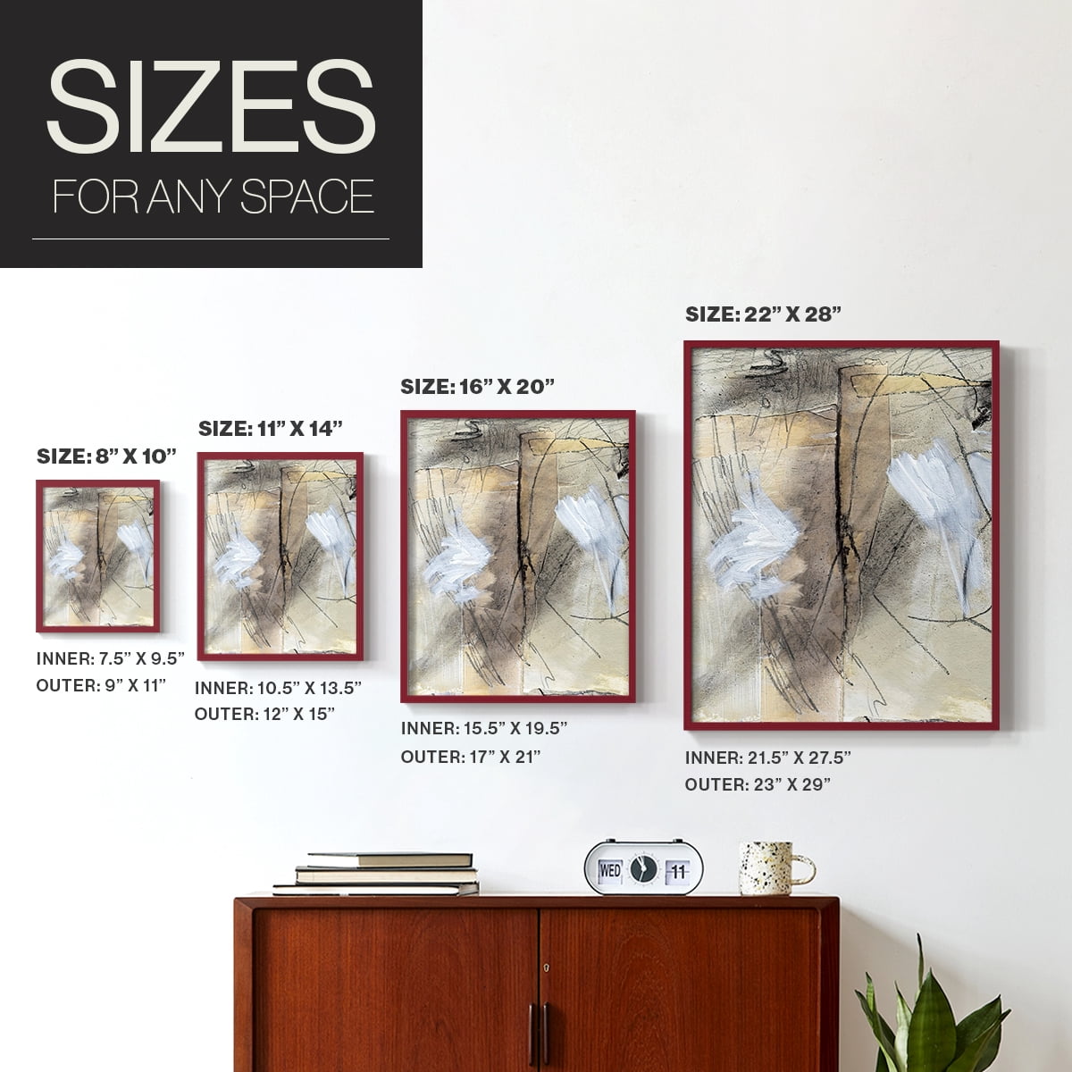 Masked Notes VIII Framed Print in Red Solid Wood Framed Print No Nail Hanging