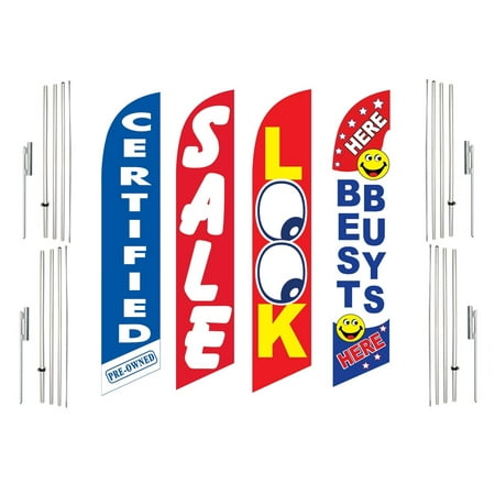 4 Swooper Flags With 4 Pole Kits Certified Pre Owned Sale Look Best Buys