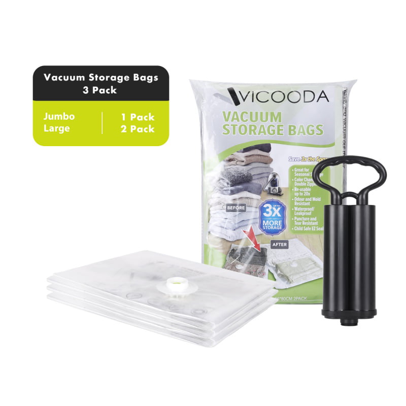 Vacuum Storage Bags Space Saver Seal Mixed sizes 1x Jumbo 2x Large 3x Medium 