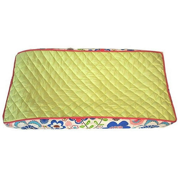 Bacati - Botanical Pink/Aqua/Fuchsia/Green Girls Quilted Changing Pad Cover