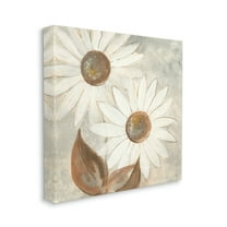 Stupell Industries White Neutral Daisy Florals Vintage Charm Canvas Wall Art, 24 x 24, Design by Chris Paschke