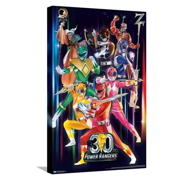 Power Rangers - 30th Group Canvas Wall Poster, 14.725" x 22.375"