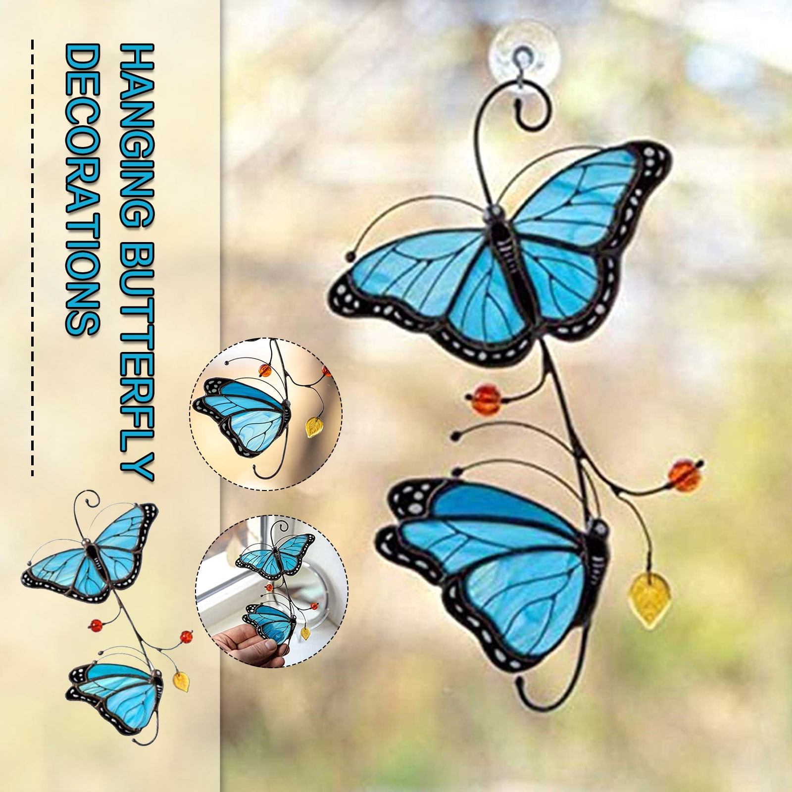 Stained Window Hangings,Butterfly Glass-Like Window Hangings Ornament Suncatcher Butterfly Series Pendant VanlentineS Day Home Decoration Butterfly Ornament Memorial Handicrafts Gifts Blue Stained Window Hangings,Butterfly Glass-Like Window Hangings Ornament Suncatcher Butterfly Series Pendant VanlentineS Day Home Decoration Butterfly Ornament Memorial Handicrafts Gifts Blue