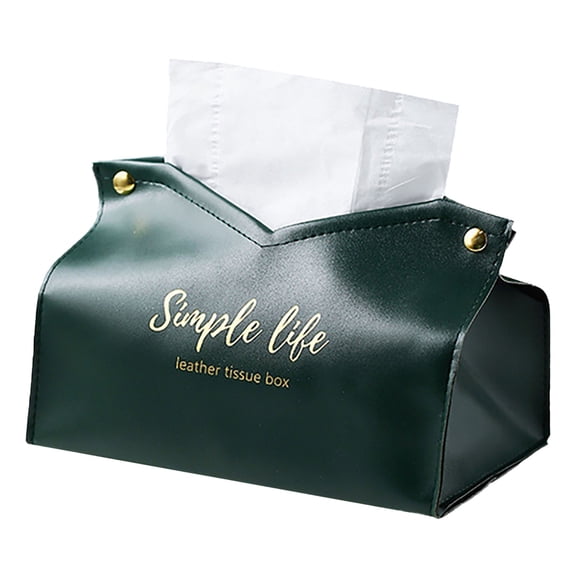 Modern Home Decor Tissue Box Cover Simple PU Leather Design Conceals Standard Tissues Universal Fit for Various Bags Desktop Nightstand Organizer for Living Room Office Bathroom Bedroom Essentials