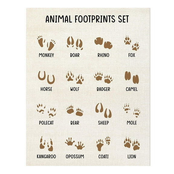 ANIMAL FOOTPRINTS SET poster for Playroom, Bedroom, Toddler Room Decoration poster