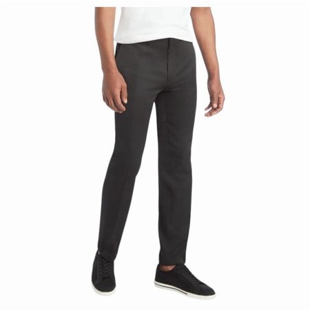 Kenneth Cole Mens Slim fit Dress Pants 34 / 30 Black Solid Stretch