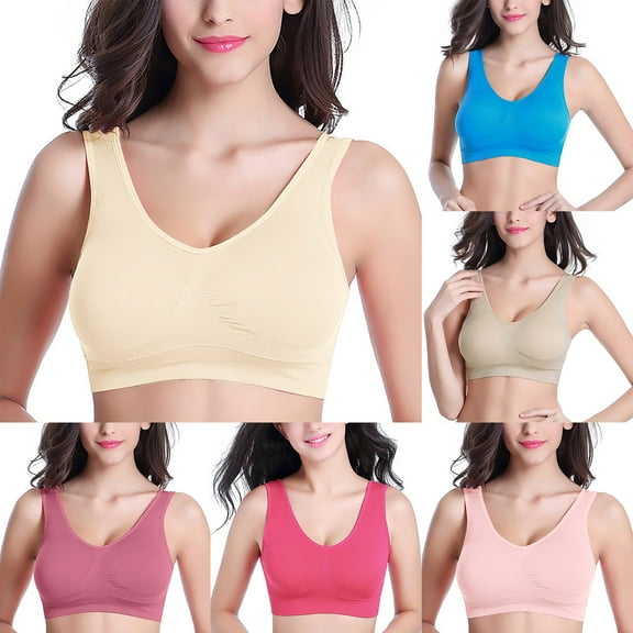 GEWSEY Breathable Cool Liftup Air Bra,2025 Seamless Wireless Plus Women Yoga Tops Padded Sports Bra Workout Fitness Running (Hot Pink, 42C-D/44A-D)