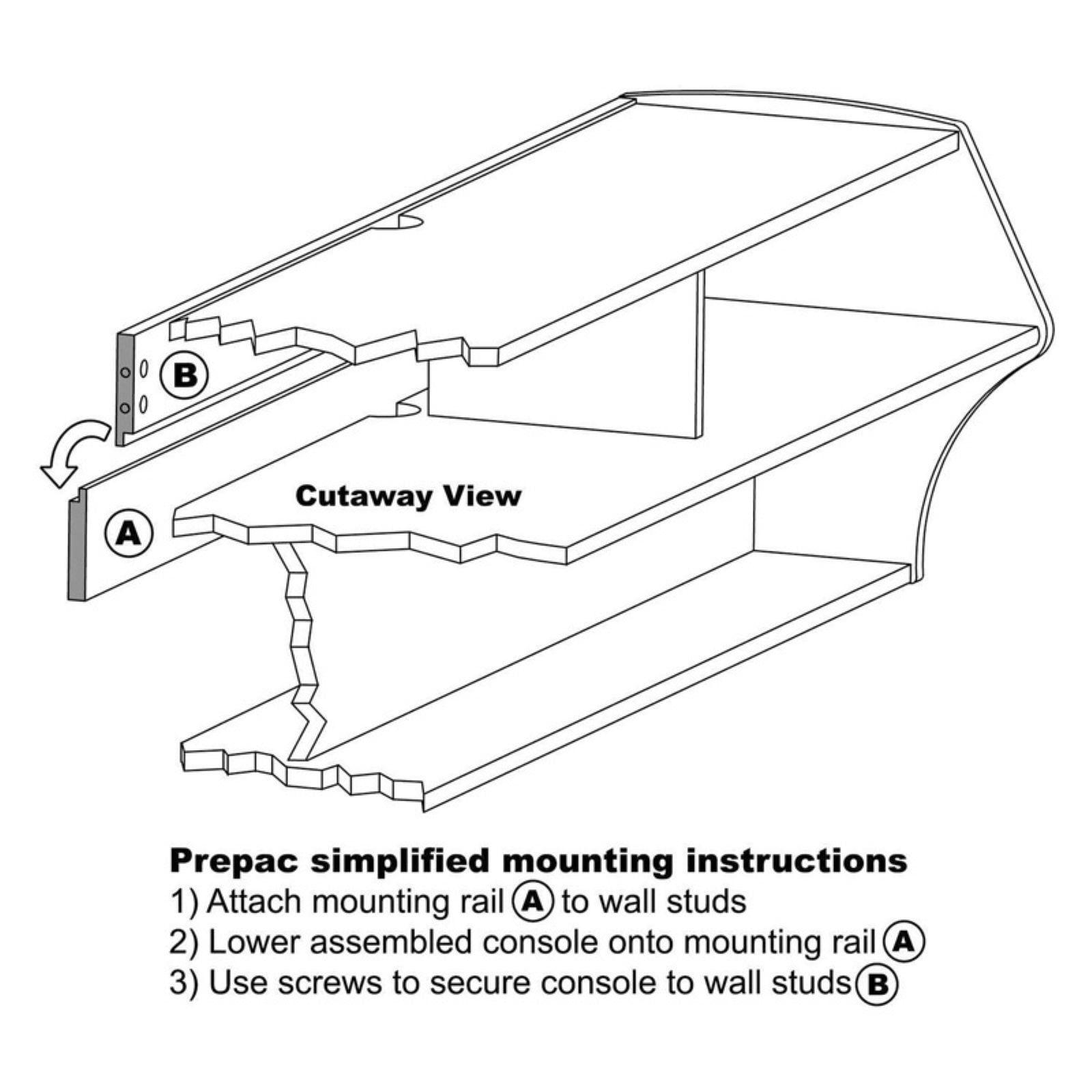 Prepac Altus Wall Mounted A V Tv Stand Multiple Finishes