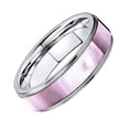 thumbnail image 2 of Wedding Rings Womens 5mm Silver Titanium Band w/ Pink Mother of Pearl Inlay, 2 of 5