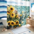 thumbnail image 5 of No Hook Shower Curtain with Built-in Rings - Country Summer Washable Waterproof Fabric Bathroom Curtains for Hotel,Rentals, 66 X 72 Inch Long , Lake Lemon Sunflower Oil Painting Gold Aqua, 5 of 9
