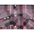 thumbnail image 3 of Men’s Western Pearl Snap Button Down Casual Long Sleeve Plaid Cowboy Shirt (#23 Grey/Red/Black, S), 3 of 3