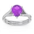 thumbnail image 2 of Diamond-Capitals 2.00 Carat Pear Cut Simulated Amethyst Gemstone Latest Wedding Ring for Ladies Solid 14K White Gold Size 5, 2 of 8