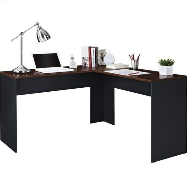 Ameriwood Home The Works L Shaped Desk Cherry Gray Walmart Com