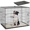 thumbnail image 1 of PawHut 35" Dog Crate, Folding Metal Dog Kennel with 2 Doors, Tray, Cushion, 1 of 10