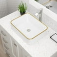 thumbnail image 4 of Dcolora 19"x15" Rectangular Vessel Sink with Golden Rim – White Ceramic Bathroom Sink, Modern Above Counter Vanity Basin, Stylish Sink for Bathroom Remodel, Luxury Lavatory Sink, 4 of 6