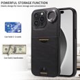 thumbnail image 6 of Case for iPhone 16 Pro Wallet with Credit Card Holder & Finger Ring Kickstand, Premium PU Leather Slim Cover Shockproof Scratch Resistant Full Protection Phone Case for iPhone 16 Pro, Black, 6 of 10