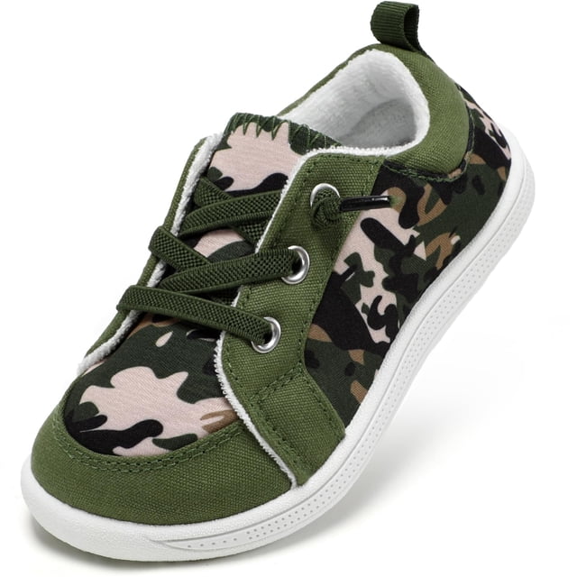 Zapatos STQ KIDS para niños pequeños, puntera ancha, camuflaje verde militar, talla 4