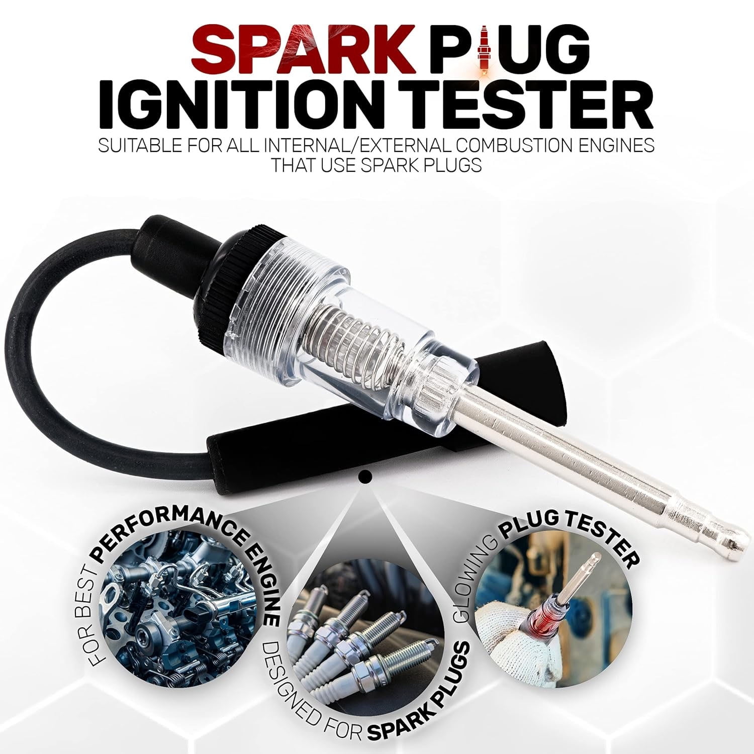 Spark Tester, Plug Engine Ignition Tester, 6-12 Volt Fool-Proof – Pick Up Coil/Armature Diagnostic Detector Tool – for Automotive, Car Lawnmower Small & Big Internal/External Engines 2 Pcs