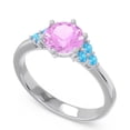 thumbnail image 2 of Diamond-Capitals 2.15 Carat New Round Cut Pink Sapphire & Blue Topaz Gemstone Engagement Ring for Fiancee 18K White Gold Size 4, 2 of 7