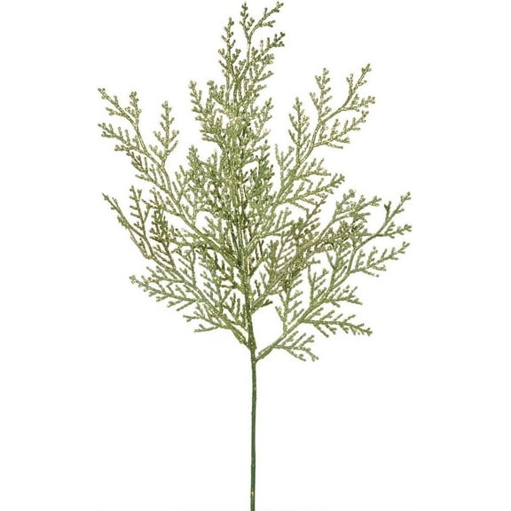 Save Dollar Stores Green Glitter Cyprus Pick 8 in, Christmas Branches for Decorations