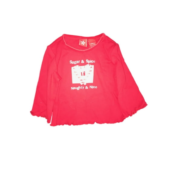 Infant Girls Red Candy Cane  Christmas Long Sleeve Shirt Holiday Tee 6M
