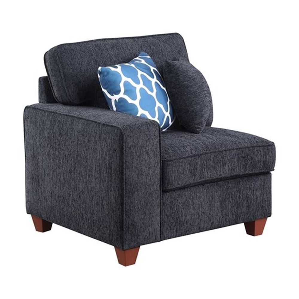 Devion Furniture 7-Piece Upholstered Modern Chenille Sectional in Black