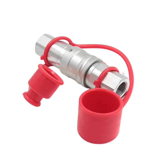 Scienceny Acoplador hidráulico rápido de cara plana con tapas antipolvo Conjunto de acoplamiento de desconexión de aceite Conector Accesorios de tractor Cilindros hidráulicos de repuesto Scienceny TO012047-00B
