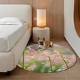 thumbnail image 2 of Spring Pink Lily Round Area&nbsp;Rug 7ft Pastoral Dewdrop Flowers Non-Slip&nbsp;Washable Circle Rugs Soft Felt Indoor Floor Mat for Bedroom Kitchen Living Room Bathroom, 2 of 9