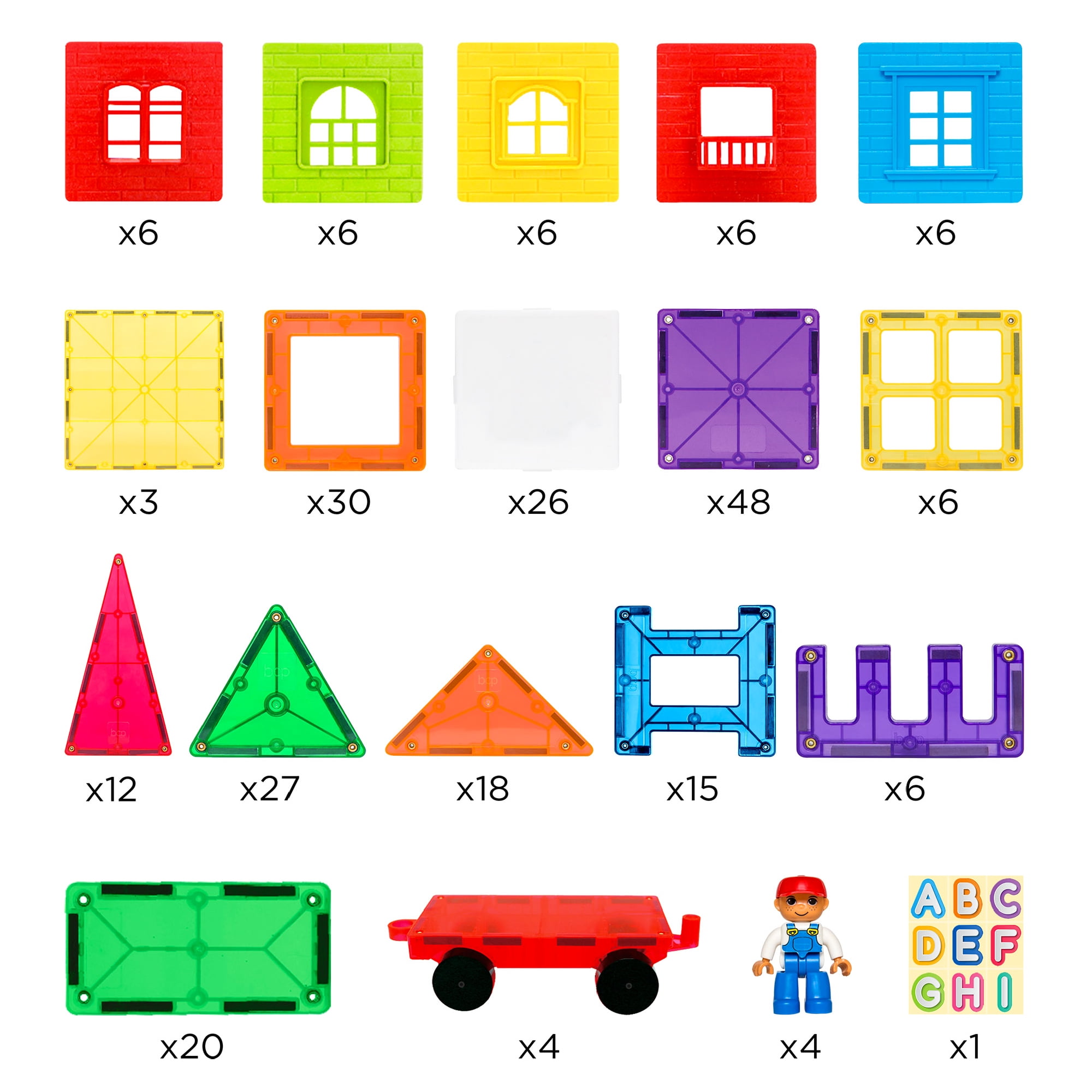 best choice products kids magnetic building block tiles toy set w