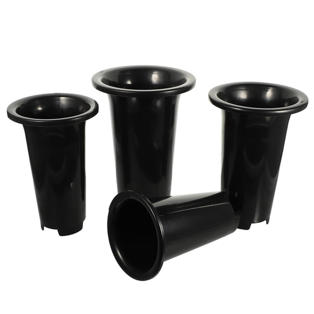 OULII 4pcs Flower Container Flower Pots For Indoor Plants Black Tall With Holes