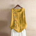 thumbnail image 2 of Taqqpue Summer Cotton Linen Tank Tops for Women Casual Solid Color Crew Neck Buttons Sleeveless Shirts Loose Fit Trendy Cute Floral Print Embroidered Blouse Tops, 2 of 3