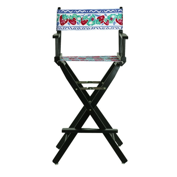 30" Director's Chair Black Frame-Strawberry Park