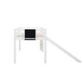 thumbnail image 3 of Tcbosik Twin Size Loft Bed with Slide and Ladder, Wood Low Loft Bed Frame with Chalkboard and Guardrai, White, 3 of 8