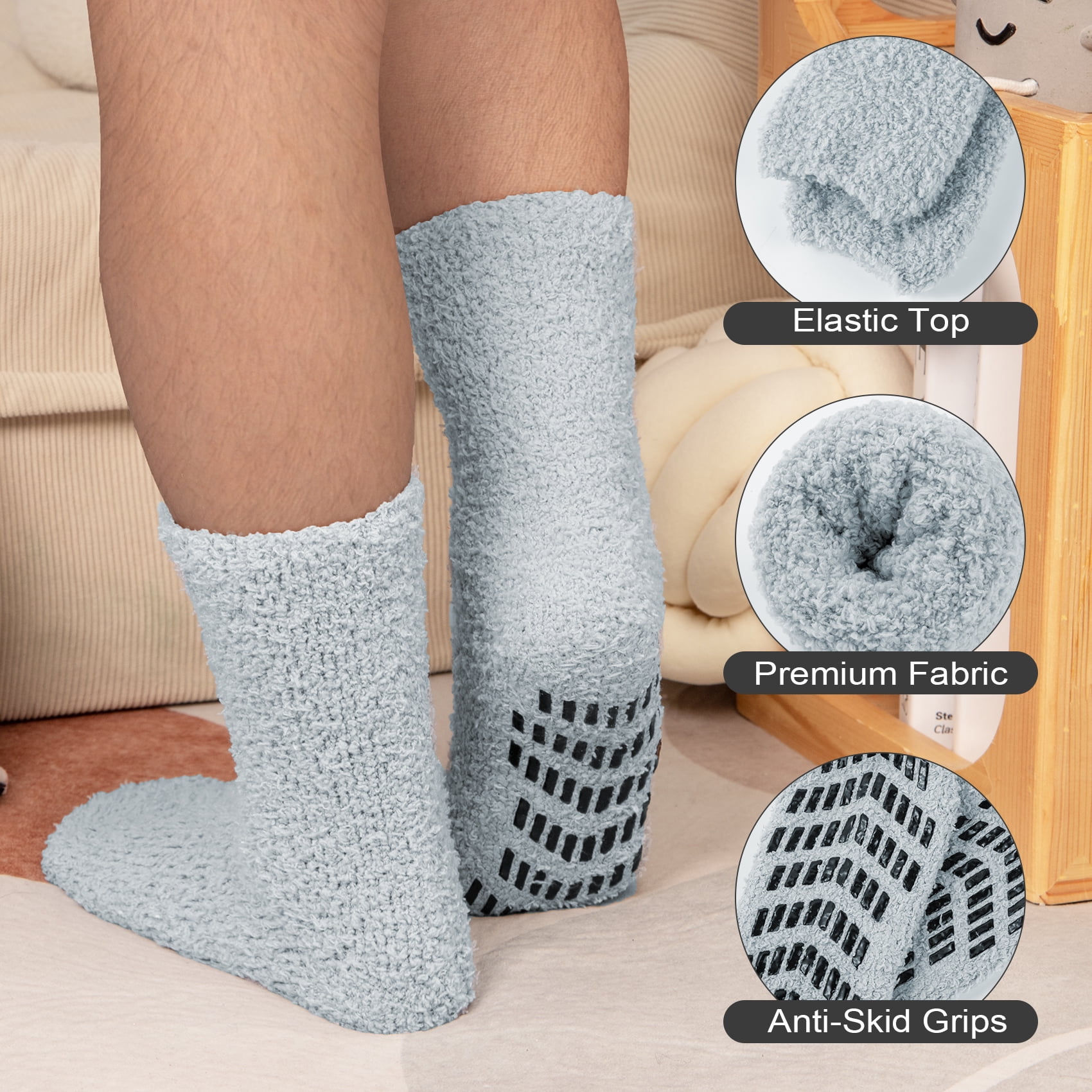 KOITHOT 6 Pack Men Fuzzy Socks Warm Winter Soft Fluffy Cozy Slipper Fleece Socks for Men