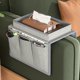 thumbnail image 5 of Organizador de reposabrazos sofá sofá | Carrito de almacenamiento de 5 bolsillos junto a la cama para control remoto, teléfono celular, tableta, libros | Tela Oxford beige | Se adapta a cama, silla, 5 of 8