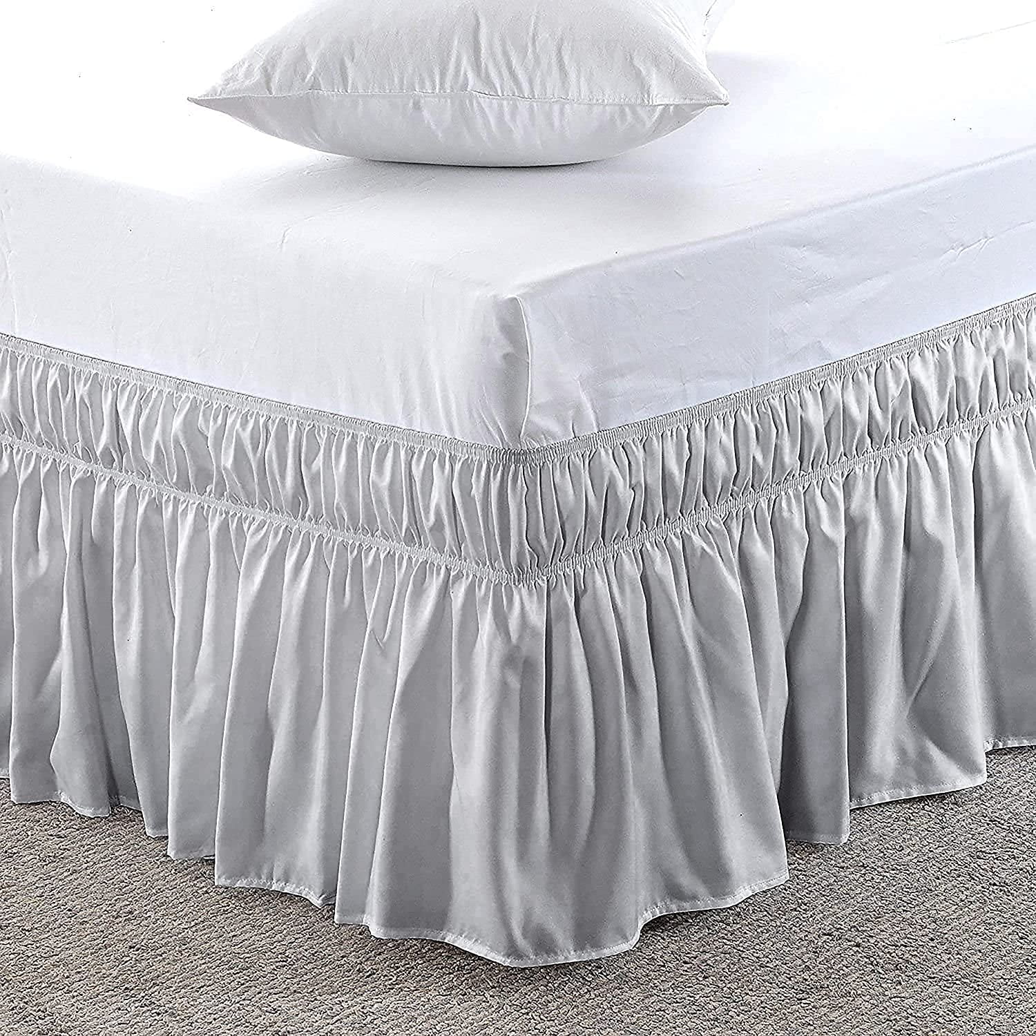 Queen Size Bed Skirt (60" x 80") Elastic Wrap Around, 100 Cotton Dust