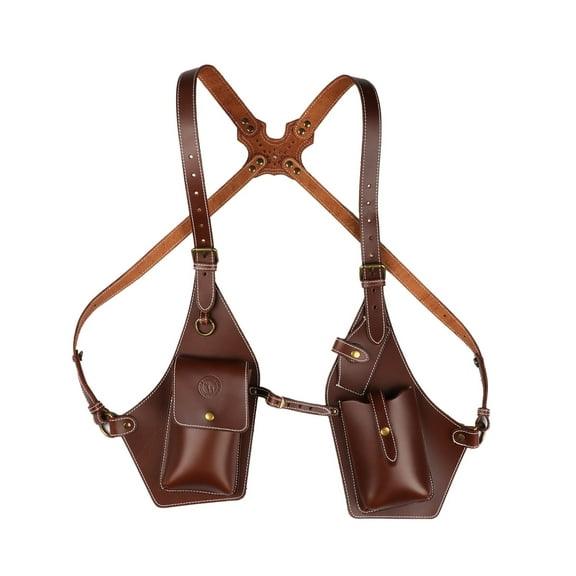 TOURBON Leather Tool Suspenders Bag Vintage Brown Shoulder Strap Tool Pouch for Phone Fully Adjustable