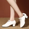 thumbnail image 2 of EHQJNJ on Shoes Women Comfortable Dressy Leisure Women's Soft Sole Non Square Heels Lace up Round Toe Breathable Dancing Shoes Casual Womens Shoes Womens Shoes Casual Fall Wedge Heel, 2 of 8