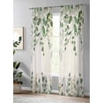 thumbnail image 4 of Sheer Curtains 84 Inches Long 2 Panels Set for Living Room, Sage Green Eucalyptus Semi Sheer Curtains for Windows, Farmhouse Weeping Leaves Linen Voile Window Treatments Rod Pocket Curtain, 4 of 7