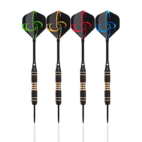 GZTLJ 12 Packs Steel Tip Darts Set 22 Grams with Non-Slip Aluminum Alloy Shaft & Different Style Flights and Darts Sharpener with an Gift Box 