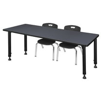 Regency 66 x 30 in. Adjustable Classroom Table- Grey & 2 Andy 12 in. Stack Chairs- Black