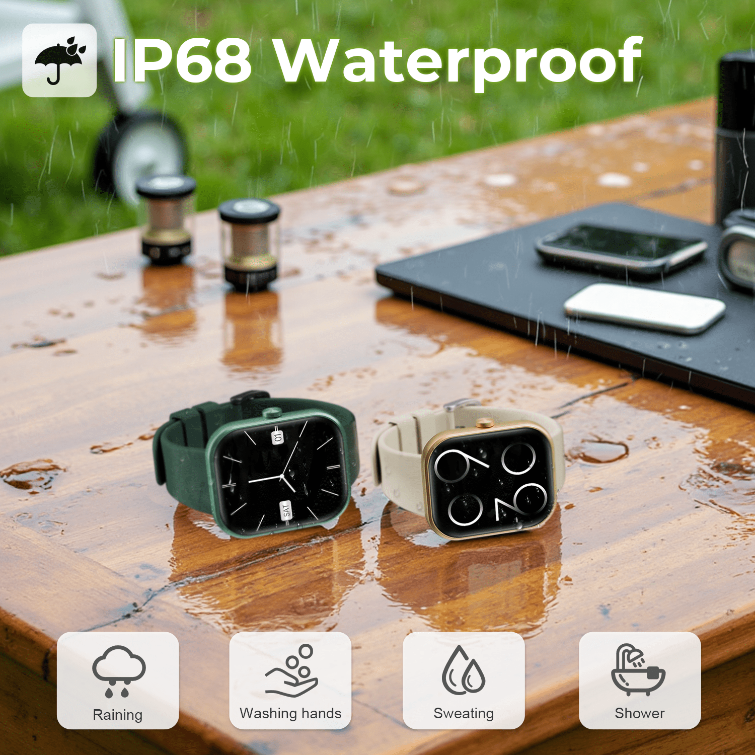 Smart Watch for Men Women, 1.83" HD Touchscreen Fitness Watch with Bluetooth Call, 110+ Sport Modes, Green