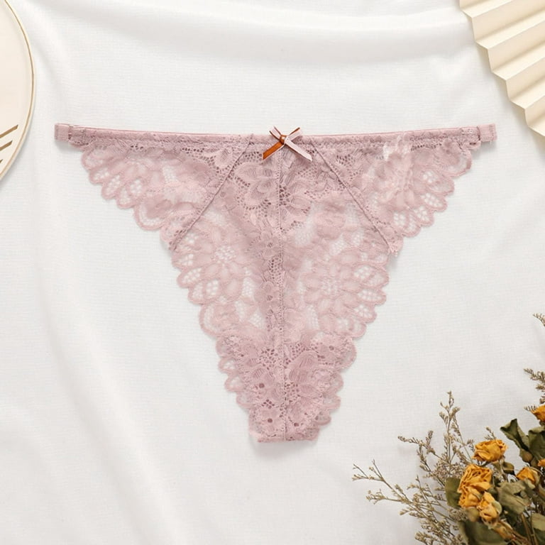 HUPOM Sheer Panties Panties For Girls Briefs Leisure Tie Seamless Waistband  Pink L