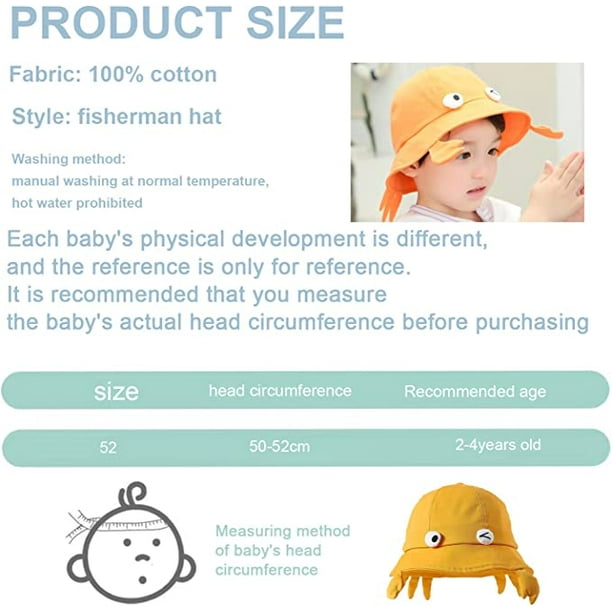 Baby Sun Hat UV Protection Beach Fishing Hat Bucket Hats for Girls Boys 2-6  Years Old Pack of 2（Color random） 