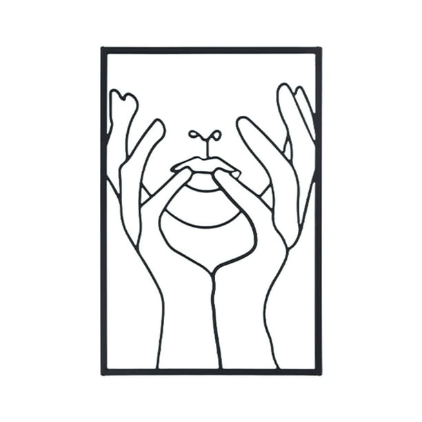 One Line Drawing Wall Art Black or Gold Single Line Female Body Face