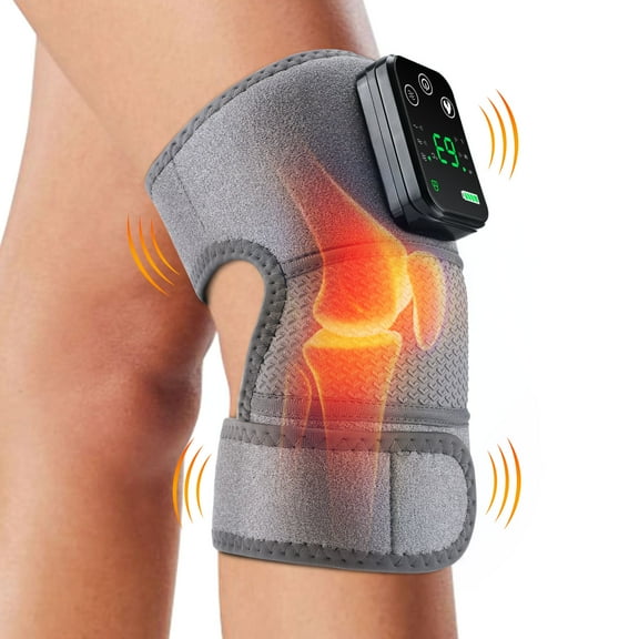 Heating Knee Massager, Electric Heated Knee Brace with 3 Heat Levels and 3 Massage Mode, Knee Shoulder Elbow 3-in-1 Heating Vibration Massager, USB Charging, 4000mAh Massager for Relaxing