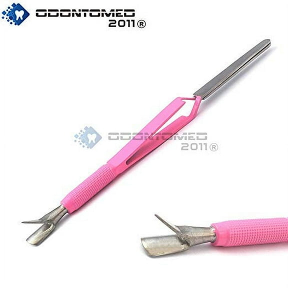 OdontoMed2011® Pink Multi Function Cuticle Pusher Tweezer 7'' Acrylic Nail Pincher Tool Magic Wand ODM