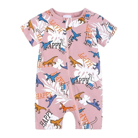

Toddler Baby Girls Boys Clothes Summer Romper Cartoon Animal Short Sleeve Double Zipper Jumpsuit Kids Summer Outfits