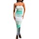 thumbnail image 2 of Lucakuins Mujer Bodycon Maxi Vestido Largo, Verano Sin Mangas Bandeau Contraste Color Acanalado Vestido de Punto Lucakuins  moda, 2 of 9