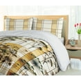 thumbnail image 3 of Ambesonne Floral Duvet Cover Set, Floral Design Grid Stripes, King, Earth Yellow Ivory, 3 of 4